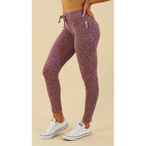 Gymshark‎ Womens Burgundy Marl Knit Tapered Joggers Drawstring Sweatpants Size M